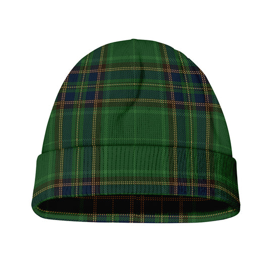 Green And Blue Stewart Tartan Print Beanie