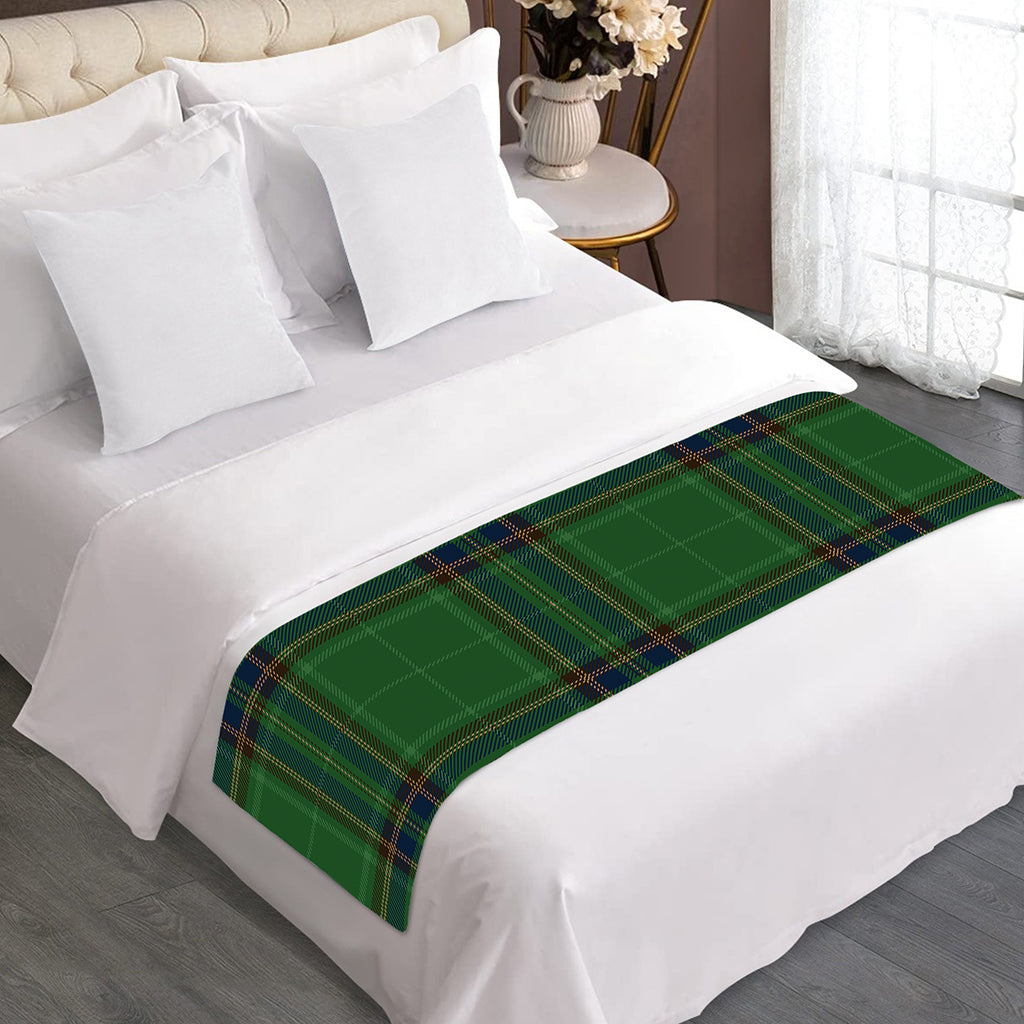 Green And Blue Stewart Tartan Print Bed Runner