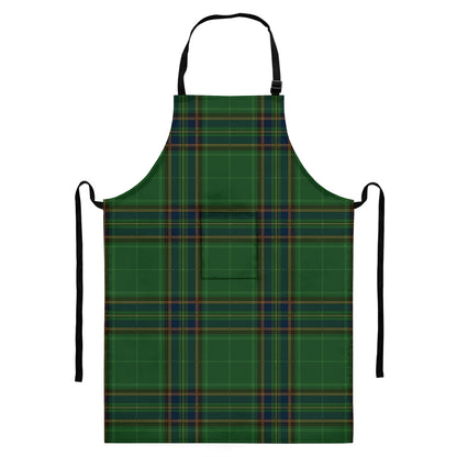 Green And Blue Stewart Tartan Print Bib Apron With Pocket