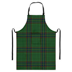 Green And Blue Stewart Tartan Print Bib Apron With Pocket