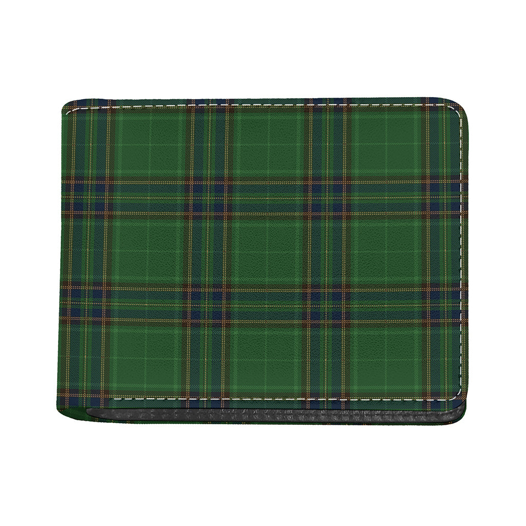 Green And Blue Stewart Tartan Print Bifold Wallet