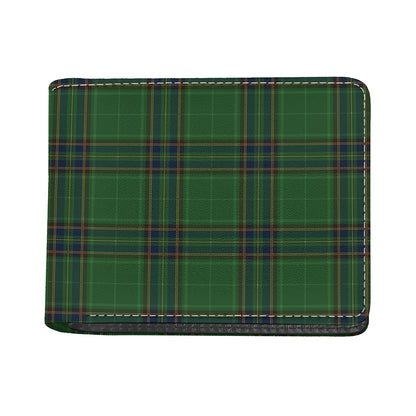 Green And Blue Stewart Tartan Print Bifold Wallet