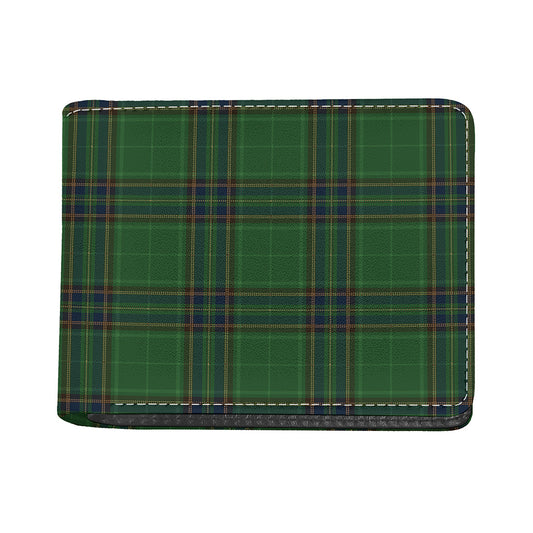 Green And Blue Stewart Tartan Print Bifold Wallet