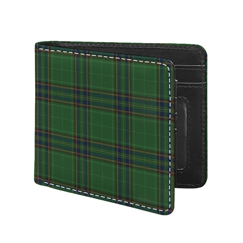 Green And Blue Stewart Tartan Print Bifold Wallet