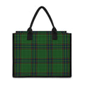 Green And Blue Stewart Tartan Print Canvas Tote Bag