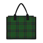 Green And Blue Stewart Tartan Print Canvas Tote Bag