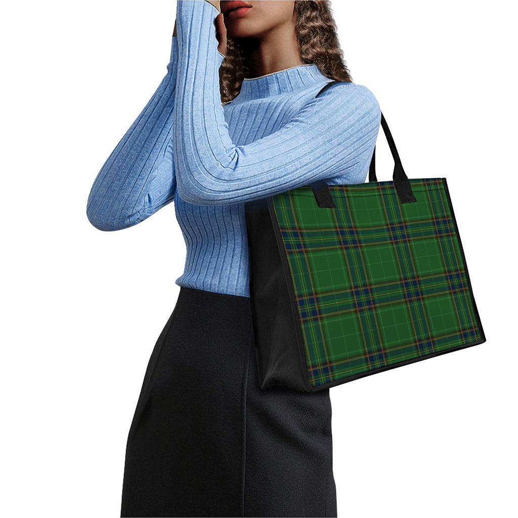Green And Blue Stewart Tartan Print Canvas Tote Bag