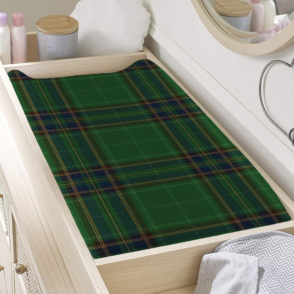 Green And Blue Stewart Tartan Print Changing Pad Cover