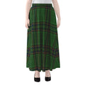 Green And Blue Stewart Tartan Print Chiffon Maxi Skirt