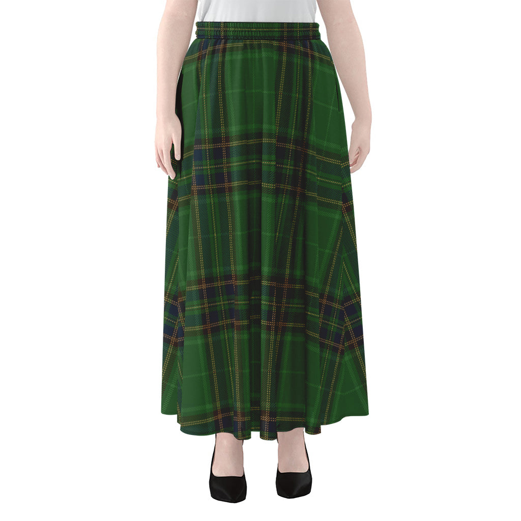 Green And Blue Stewart Tartan Print Chiffon Maxi Skirt