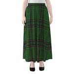 Green And Blue Stewart Tartan Print Chiffon Maxi Skirt