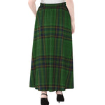 Green And Blue Stewart Tartan Print Chiffon Maxi Skirt