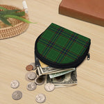 Green And Blue Stewart Tartan Print Coin Purse