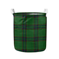Green And Blue Stewart Tartan Print Collapsible Laundry Basket