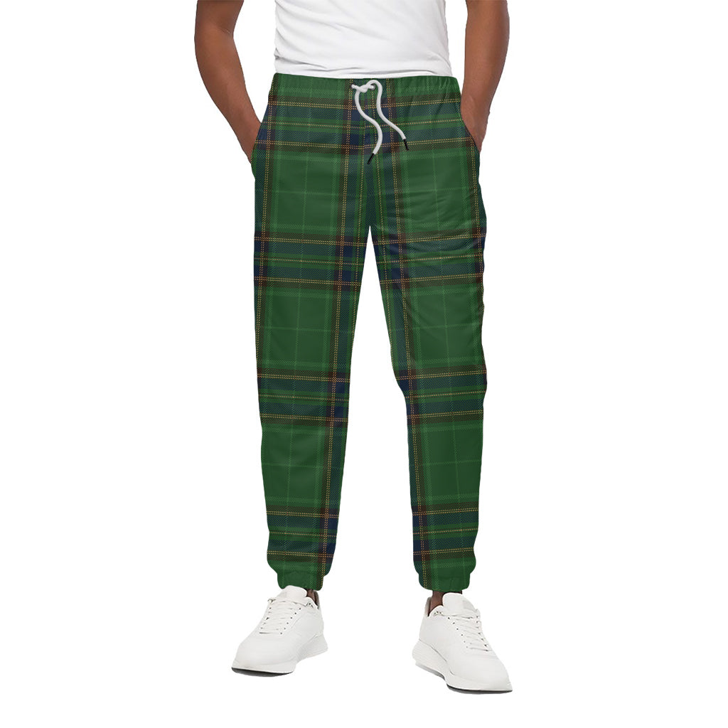 Green And Blue Stewart Tartan Print Cotton Pants