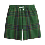 Green And Blue Stewart Tartan Print Cotton Shorts