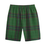 Green And Blue Stewart Tartan Print Cotton Shorts