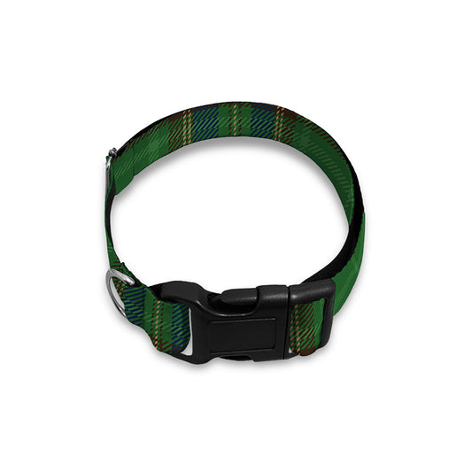 Green And Blue Stewart Tartan Print Dog Collar