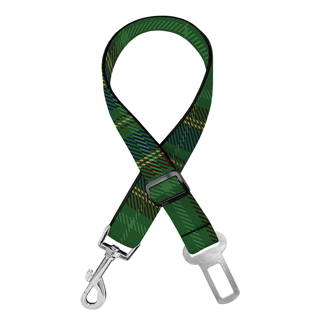 Green And Blue Stewart Tartan Print Dog Seat Belt