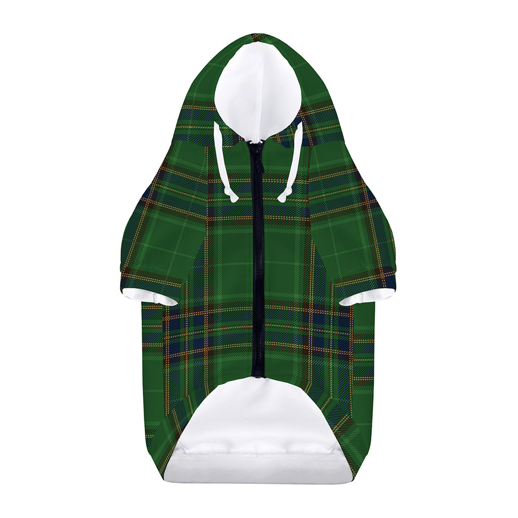 Green And Blue Stewart Tartan Print Dog Zip Up Hoodie