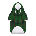 Green And Blue Stewart Tartan Print Dog Zip Up Hoodie