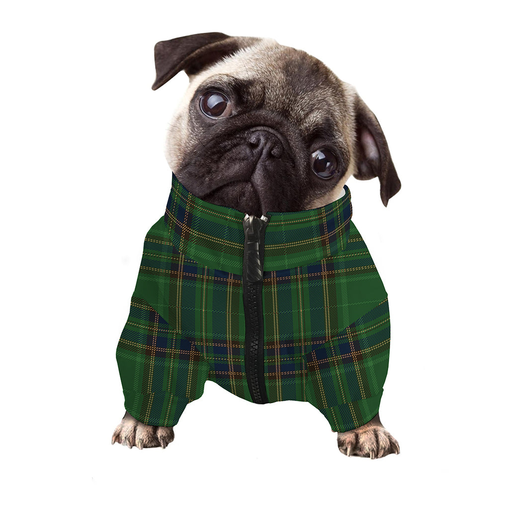 Green And Blue Stewart Tartan Print Dog Zip Up Jacket