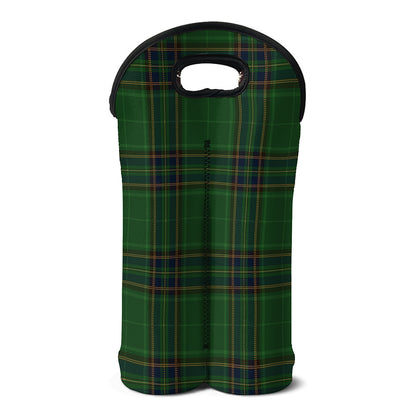 Green And Blue Stewart Tartan Print Double Neoprene Wine Tote