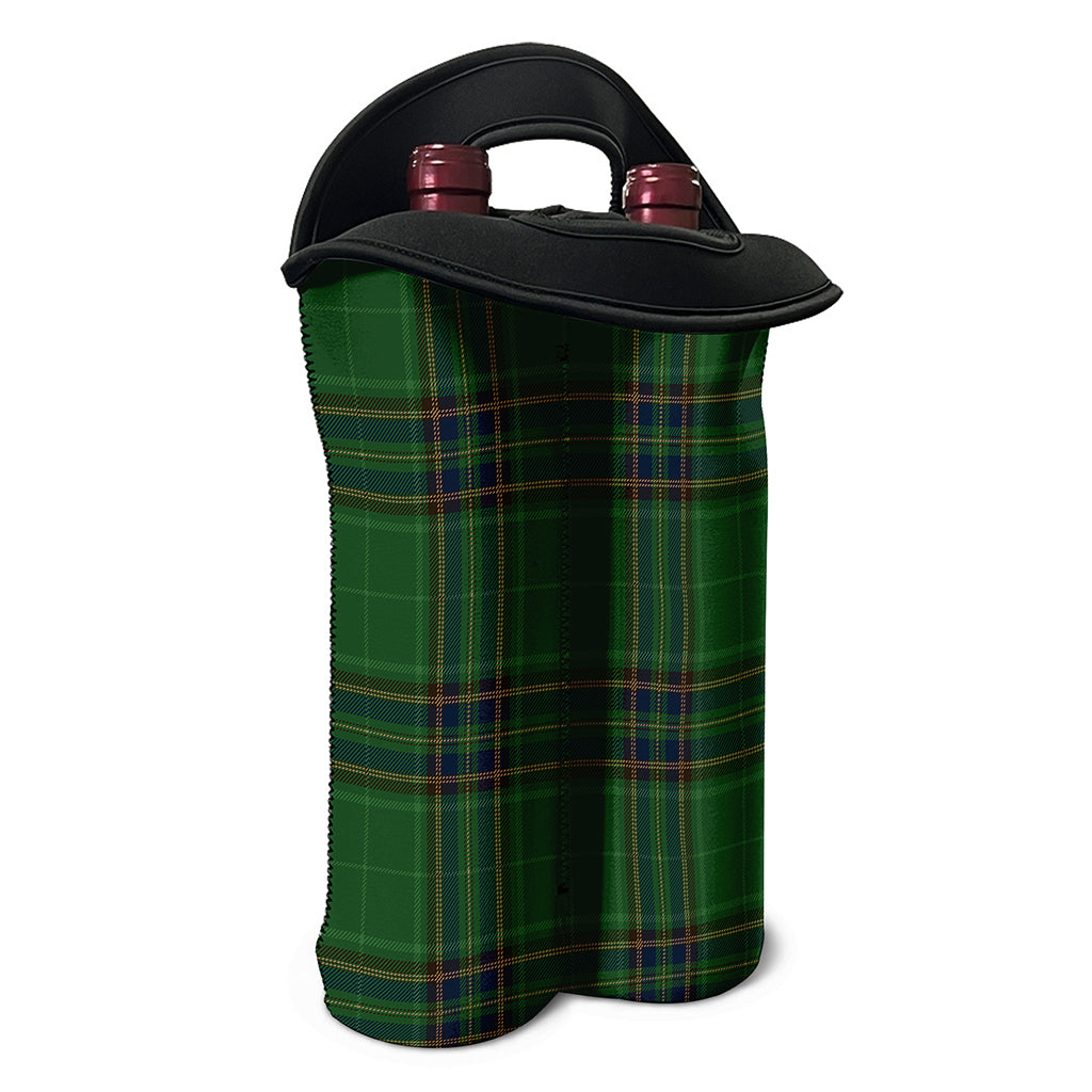 Green And Blue Stewart Tartan Print Double Neoprene Wine Tote