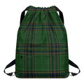 Green And Blue Stewart Tartan Print Drawstring Backpack
