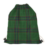 Green And Blue Stewart Tartan Print Drawstring Bag