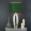 Green And Blue Stewart Tartan Print Drum Lamp Shade
