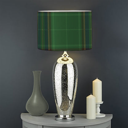 Green And Blue Stewart Tartan Print Drum Lamp Shade