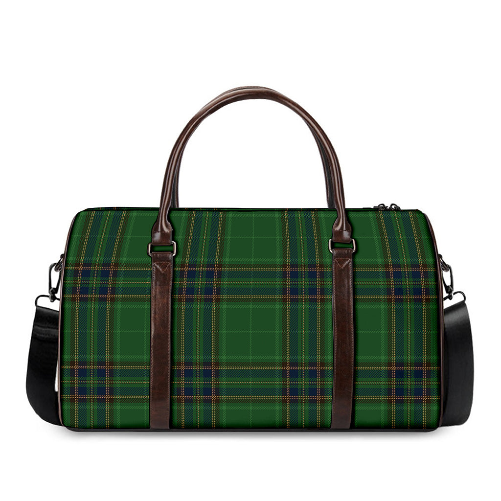 Green And Blue Stewart Tartan Print Duffle Bag
