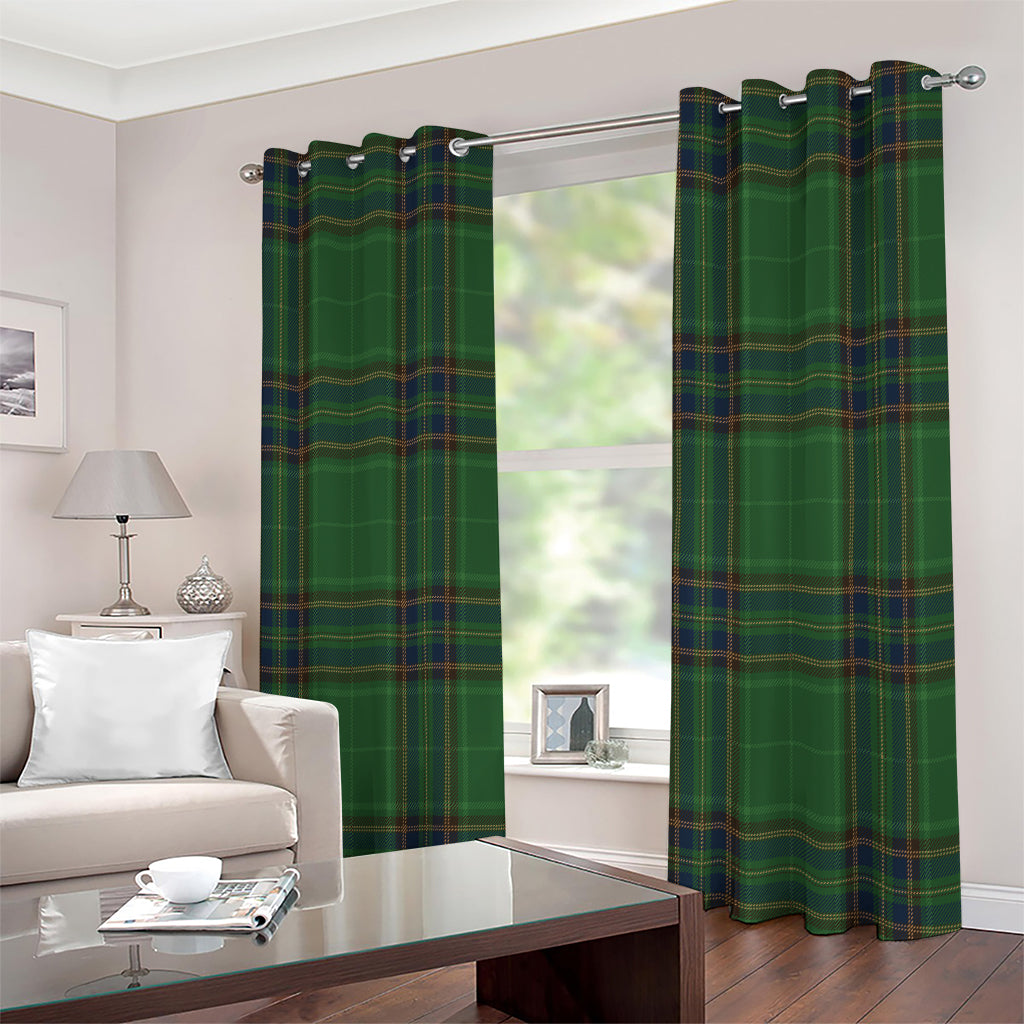 Green And Blue Stewart Tartan Print Extra Wide Grommet Curtains