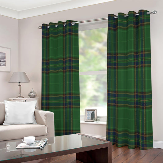 Green And Blue Stewart Tartan Print Extra Wide Grommet Curtains