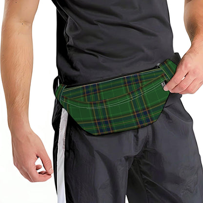 Green And Blue Stewart Tartan Print Fanny Pack