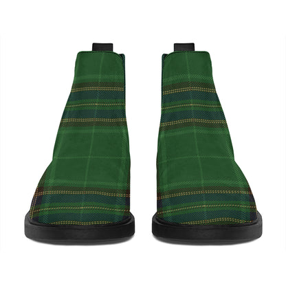Green And Blue Stewart Tartan Print Flat Ankle Boots