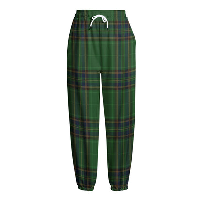Green And Blue Stewart Tartan Print Fleece Lined Knit Pants