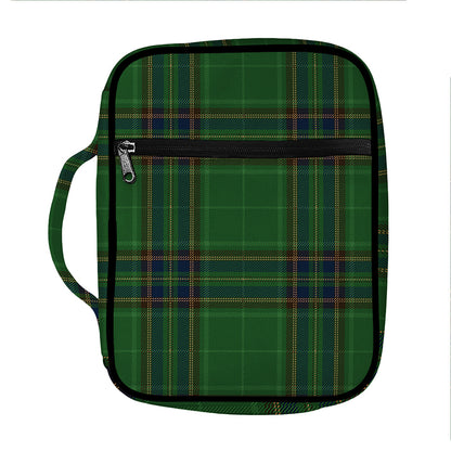 Green And Blue Stewart Tartan Print Front Pocket Bible Bag