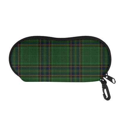 Green And Blue Stewart Tartan Print Glasses Case