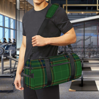 Green And Blue Stewart Tartan Print Gym Bag