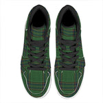 Green And Blue Stewart Tartan Print High Top Leather Sneakers