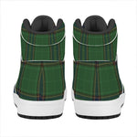 Green And Blue Stewart Tartan Print High Top Leather Sneakers