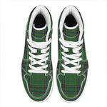 Green And Blue Stewart Tartan Print High Top Leather Sneakers