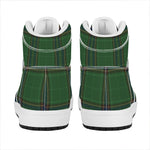 Green And Blue Stewart Tartan Print High Top Leather Sneakers