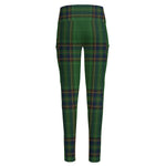Green And Blue Stewart Tartan Print High-Waisted Pocket Leggings