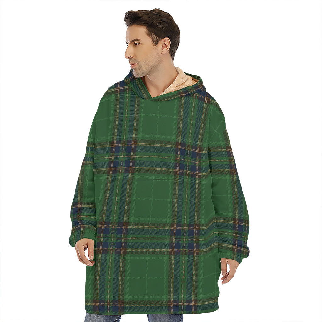 Green And Blue Stewart Tartan Print Hoodie Blanket