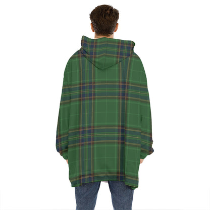 Green And Blue Stewart Tartan Print Hoodie Blanket