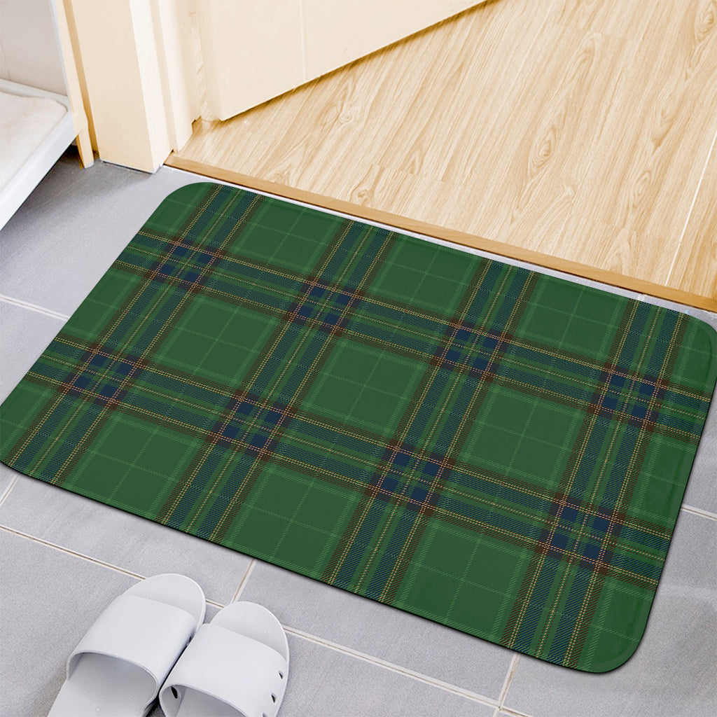 Green And Blue Stewart Tartan Print Indoor Door Mat