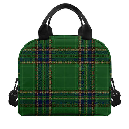 Green And Blue Stewart Tartan Print Insulated Lunch Bag
